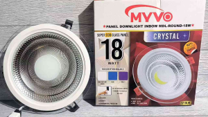 MYVO CRYSTAL LED PANEL IB BULAT 6W 9W 12W 15W 18 WATT TRICOLOUR SNI 3 PILIHAN CAHAYA DALAM 1 LAMPU 3 COLOUR PUTIH 6500K / UNGU VIOLET / BIRU BLUE TIGA WARNA DOWNLIGHT SUPER COB GLASS PANEL GARANSI 1 TAHUN KUALITAS TERBAIK