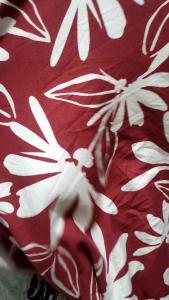 Maroon White Floral Cotton Spandex fabric sold per yard