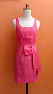 mini midi dress wanita pink tekstur DOROTHY PERKINS cewek M L kutung MEWAH square neck PESTA