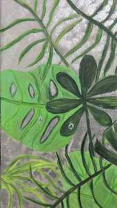 Original Hand Painted Acrylic Painting on Canvas-Green Leaves