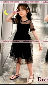 Baju Dress Anak Perempuan Usia 3-5 Tahun Party Simple Tile Polka