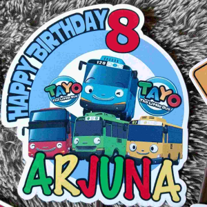 Topper Kue Tayo The Little Bus Cake Puding Snack Hiasan Kue (Nama Custom)