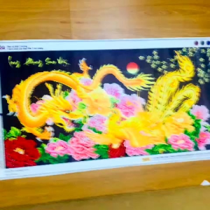 [THÀNH PHẨM] Tranh Đính Đá Long Phụng Sum Vầy - Biểu Tượng Hạnh Phúc & Tài Lộc (100x55cm)