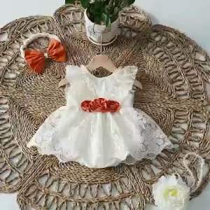 Body Váy Ren Cánh Tiên Đính Hoa Cam Cho Bé Gái 3-12kg - B055