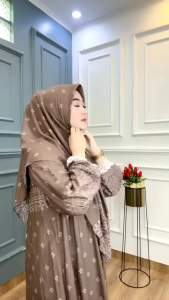 Gamis Set Hijab Sabhira Rayon Diamond Premium Busui Kancing Jumbo