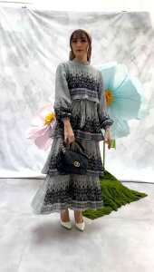 Ceruty Jewel Layer Pleats Gamis & Maxi Dress Diamond Layer Ramadhan Lebaran