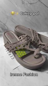 Sandal Wedges Karet Jelly Import Motif Tali Jempol Jaring-Jaring Balance 2305-6