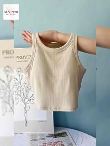 【SG stock】 Premium Round Neck Cropped Bra Top Padded Tank Vest Singlet Camislole Crop Top BT46