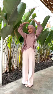 Blouse Wanita Crinkle Lengan Panjang Baju Muslimah Kekinian – Atasan Tali Samping Modis & Elegan