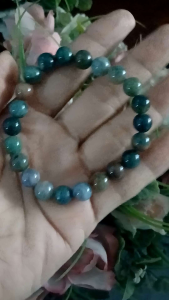 Vòng tay Đá Băng ngọc thủy tảo (Moss Agate) 8 li VIP 5A đá thiên nhiên