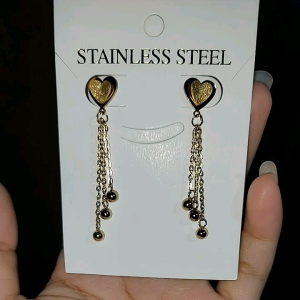 Anting Titanium Tusuk Love Juntai Panjang Cantik Mewah Anti Karat Perhiasan Wanita Xpid13122