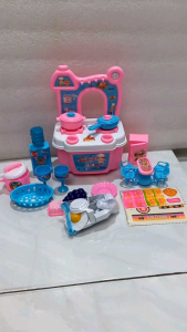 Mainan Masak Masakan Kitchen Set Meja Kompor Mainan Anak Perempuan Lemari Kompor no FK 101