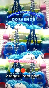 Gantungan Dashboard Mobil Karakter Doraemon Bling Bling Pom Pom Jumbo