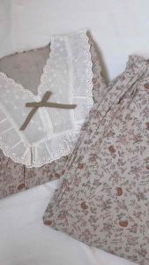 Sleepwear Co 100% Cotton Pyjamas Woman Pajamas Women Set Long Sleeve V Neck Baju Tidur Wanita Cotton Piyama Tidur Wanita Lengan Panjang 睡衣裤套装女