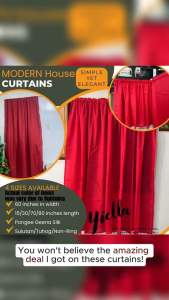 PARES PARES na Kulay ng Kurtina Plain Red Non Ring Curtain House & School Decoration - Door Window Shelves Board Divider Barrier even in Vehicles can use to cover from sunlight (from small size curtain to big sizes)