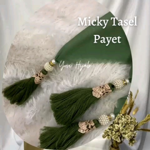 Kerudung Segi Empat Paket Usaha {10pcs} Payet MIcky Gold Tasel Renda Tiga Sisi / Hijab Segi Empat