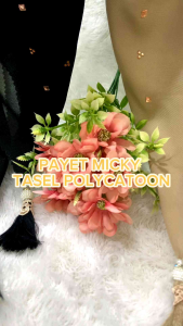 JILBAB SEGI EMPAT PAYET TABUR MICKY GOLD POLYCATOON LASER CUT / HIJAB SEGIEMPAT PAYET KERUDUNG TASEL
