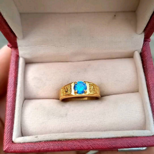 Cincin Batu Blue Topaz Pria Dan Wanita Minimalis