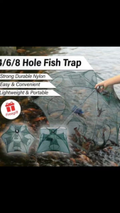 Bubu Payung Perangkap Ikan Udang Ketam 4/6/8 Hole Fish Trap Net Foldable Cage Durable Nylon Portable