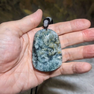 Burma Type A Jadeite light green blue & yellow floating flower Flying Dragon pendant (with certificate) [Natural Crystal] 翡翠淡黄绿蓝飘花飛龙在天吊坠(带证书)