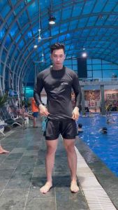 Đồ bơi Nam đi biển 2 mảnh quần đùi 2 lớp áo tay dài dáng thể thao năng động JYSWMST  MS-09