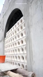 Roster beton lubang angin Motif donat Uk-20x20cm Warna Putih Abu Merah Hiasan dinding Dekorasi rumah