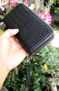 Dompet Taji Tali Kulit Hitam Buaya 2 Ukuran