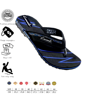 Sendal CARVIL Pria Dewasa ukuran 38 42 Premium MOTIF BIRU HITAM Pasti MURAH DAN AWET