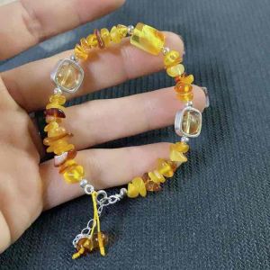 Vòng tay đá hổ phách tự nhiên mix lu và lõi bạc xinh xắn đủ hoá đơn phiếu bảo hành sản phẩm hợp tấc cả các mệnh