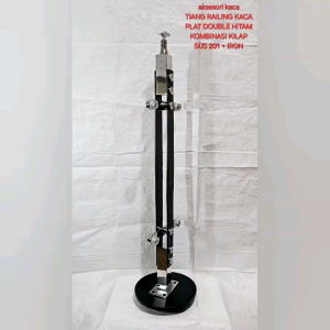 TIANG RAILING DOUBLE PLAT HITAM / SUS 201 / KILAP / BLACK / MIRROR / PLAT DOUBLE CEMBUNG / TIANG RAILING KACA / RAILING TANGGA