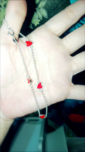 Silver 925 hypoallergenic red heart anklet