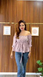 Atasan Wanita JENA Blouse Serut Atasan Sabrina Motif