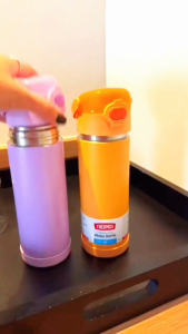 Authentic THERMOS FUNTAINER 16 Oz = 470ml WIDE SPOUT LID Water Bottle Stainless Steel Vacuum Insulated Neon Purple