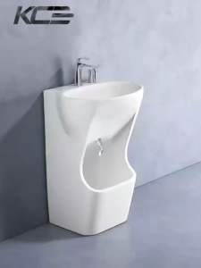KCE🔥FreeStanding WUDU Basin Sink White Ceramic Two Level Design Suitable For Muslim Toilet Vudu Foot Wash Basin Bathroom