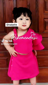 Setelan Anak Croptop One Shoulder & Scuba Rok Celana Anak Bayi Perempuan 1-6 Tahun