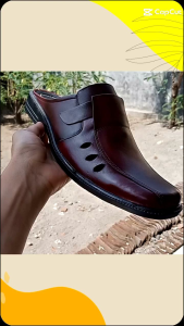 SANDAL SLOP PRIA KULIT SAPI WARNA MERAH UKURAN 38 - 43