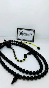 tasbih kayu galih kelor hitam bulat 2 kunciran