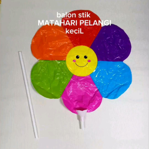 (KECIL) BALON STIK MATAHARI PELANGI KECIL 33cm x 35cm. 1pak/20pc=. BALON STIK KARAKTER