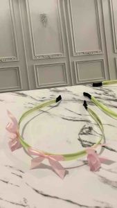 Tiana Pink And Green Ribbon Headband Bando Pita Bow Inspired by Wicked Ariana Grande Glinda and Elphaba Bando Pita Coquette