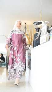 GAMIS SILKY M4XMARA MOTIF TERATAI/ PENGAJIAN / SERAGAMAN / PESTA / BISA COD / BEST SELLER / TERLARIS