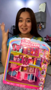 MINI Barbie Land Dream Villa and 3 Playsets of 4 1.5" Dolls House Furniture and Accessories Includes Pet Shop Hair Salon and Supermarket by Mattel