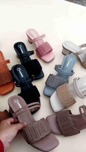 Sandal Slop Wanita Rajut Import Terlaris Hak 5cm