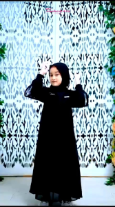 Inara Kids Gamis anak Usia 5-13th Berbahan Crinkcle Airflow mix Brukat Dengan Aplikasi Mutiara Mewah
