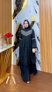 gamis linen bordir full furing premium