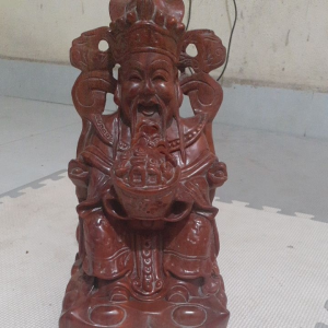 tượng thần tài gỗ hương Cao 30cm Ngang 16cm Sâu 14cm