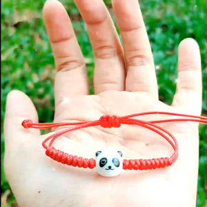 Vòng Tay Lắc Tay Chỉ Đỏ Mix Gấu Trúc Panda Gốm May Mắn - MS068