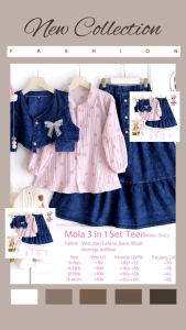 ((SETELAN 3IN1 ANAK)) Setelan Jeans 3 in 1 Anak 9-14 Tahun // Mola Set Kids Blouse&Rok Rempel Trendy BY AMELIA