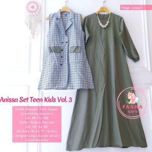 ((GAMIS SETELAN REMAJA)) Setelan Dress&Vest Tunik Remaja 11-16 Tahun Anissa V.2 Bahan Rayon Premium By Fasha Kids.