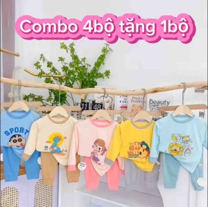 Combo 4bộ tặng 1bộ quần áo dài tay thu đông cho bé trai bé gái từ 4-16kg(ngẫu nhiên)