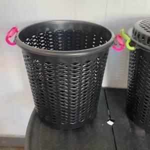 UniGlobal High Quality Black Round Laundry Basket With Cover And Clip Big Capacity Heavy Duty Space Saver